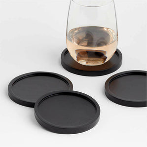 Tondo Ebonized Wood Coasters, Set of 4.