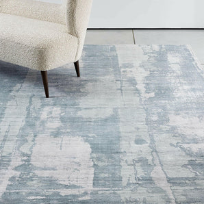 Tottori Blue Abstract Area Rug 8'x10'.