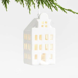 Small White Ceramic Canal House Christmas Tree Ornament NO PUBLICAR.