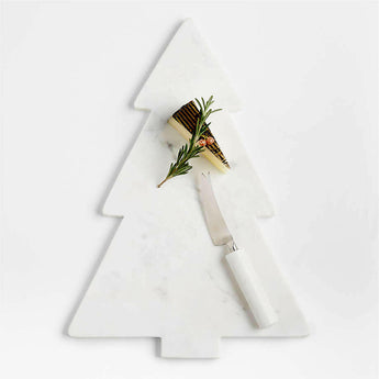 White Marble Holiday Tree Cheese Board with Knife NO PUBLICAR HOLIDAY.