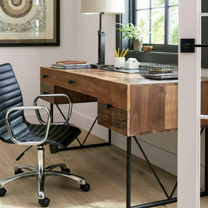 Ripple Black Leather Office Chair with Chrome Base.