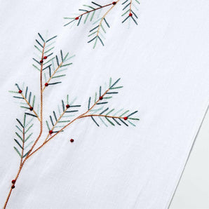 White Linen Holiday Table Runner.