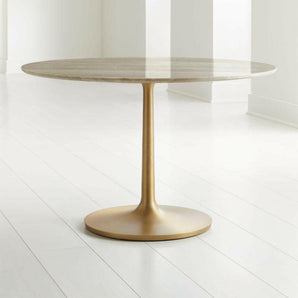 Nero 48" Marble Dining Table with Brass Base.