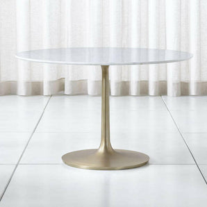 Nero 48" Marble Dining Table with Brass Base.