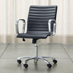 Ripple Black Leather Office Chair with Chrome Base.