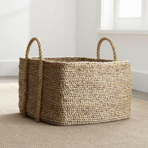 Tyler Square Basket With Rope Handle Low.