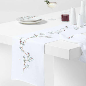 White Linen Holiday Table Runner.