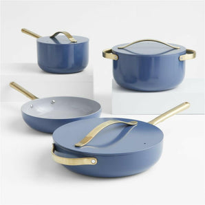 Caraway Home 7-Piece Ceramic Non-Stick Cookware Set with Gold Hardware..